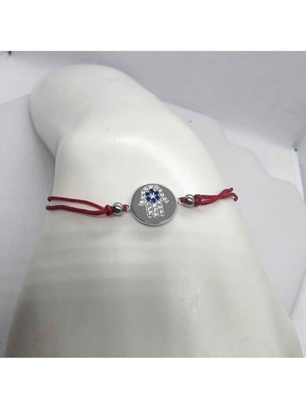 Sterling Silver 925 Hamsa Design With Red String Bracelet